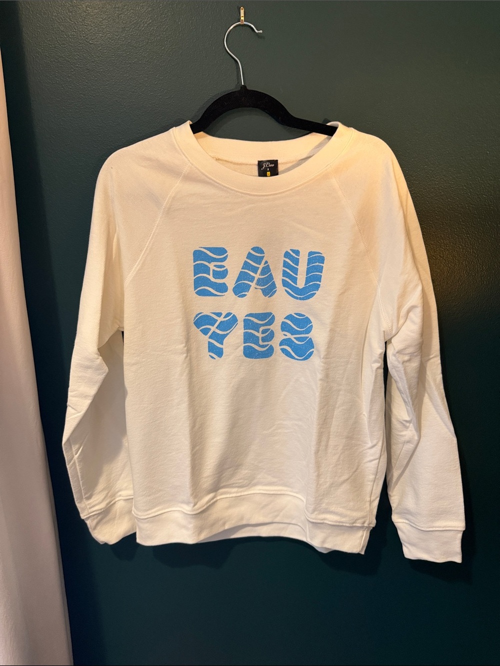 J. Crew Cream Crewneck Sweatshirt with Sky Blue Graphic